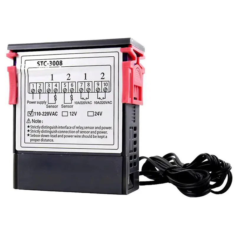 Casa si Gradina - Electrice - Accesorii electrice - Aparate de masura si control - Termostat 230V 10A dublu cu doua sonde de temperatura STC-3008 E6246 - Infinity.ro