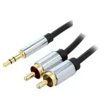 TV, Audio-Video si Foto - Accesorii TV si audio - Cabluri si adaptoare audio - Cablu audio Jack 3.5 mm - 2x RCA 3m ecranat aurit VENTION BCFBI - Infinity.ro
