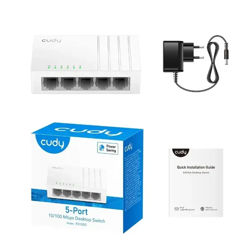 PC, gaming si accesorii - Retelistica - Switch-uri - Switch-uri fara management - Switch Desktop 5 porturi 10/100Mbps Cudy FS105D - Infinity.ro