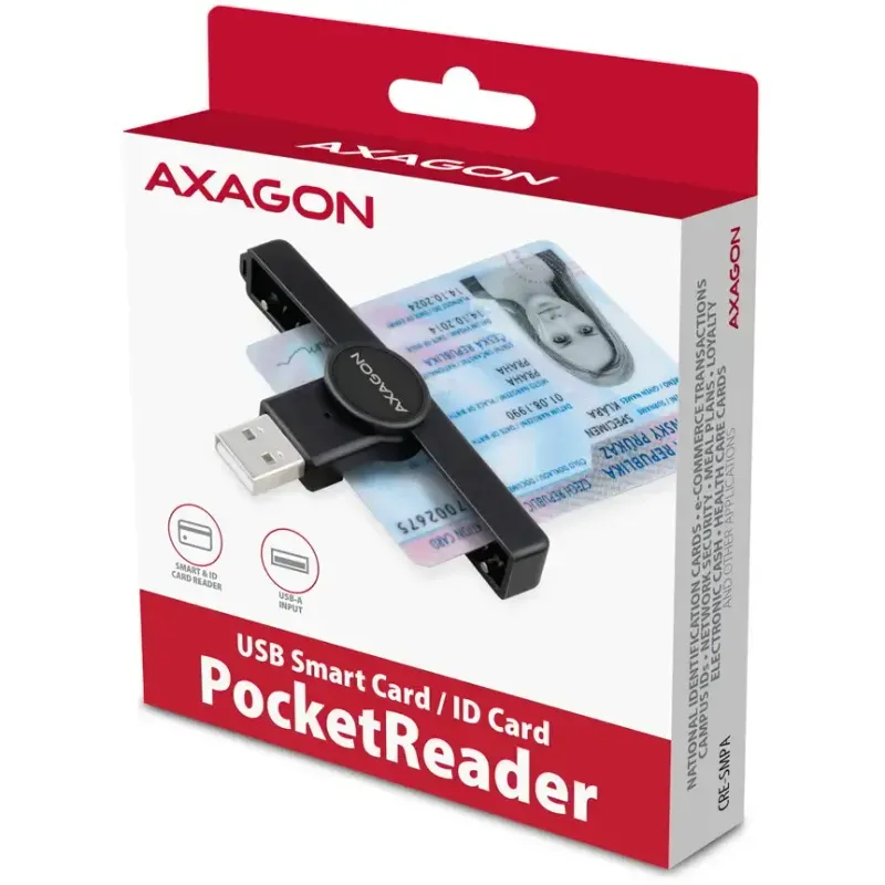 TV, Audio-Video si Foto - Aparate foto si accesorii - Accesorii foto si video - Card reader - Smart Card PocketReader AXAGON CRE-SMPA USB-A - Infinity.ro