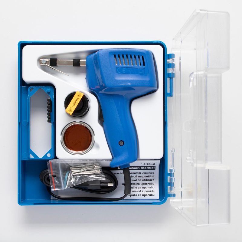 Casa si Gradina - Constructii - Scule electrice si accesorii - Pistoale de lipit - Set pistol de lipit 75W 230V +5buc varfuri de lipit +sacaz de lipit +25g fludor HOME - Infinity.ro