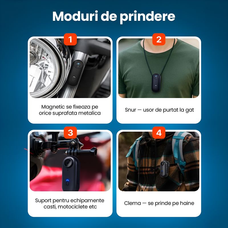TV, Audio-Video si Foto - Camere de actiune si drone - Camere de actiune - Camera de actiune Technovici 1080P Full HD, WiFi, Husa rezistenta la apa 30m, Unghi 120°, Baterie 800mAh, Prindere - Infinity.ro