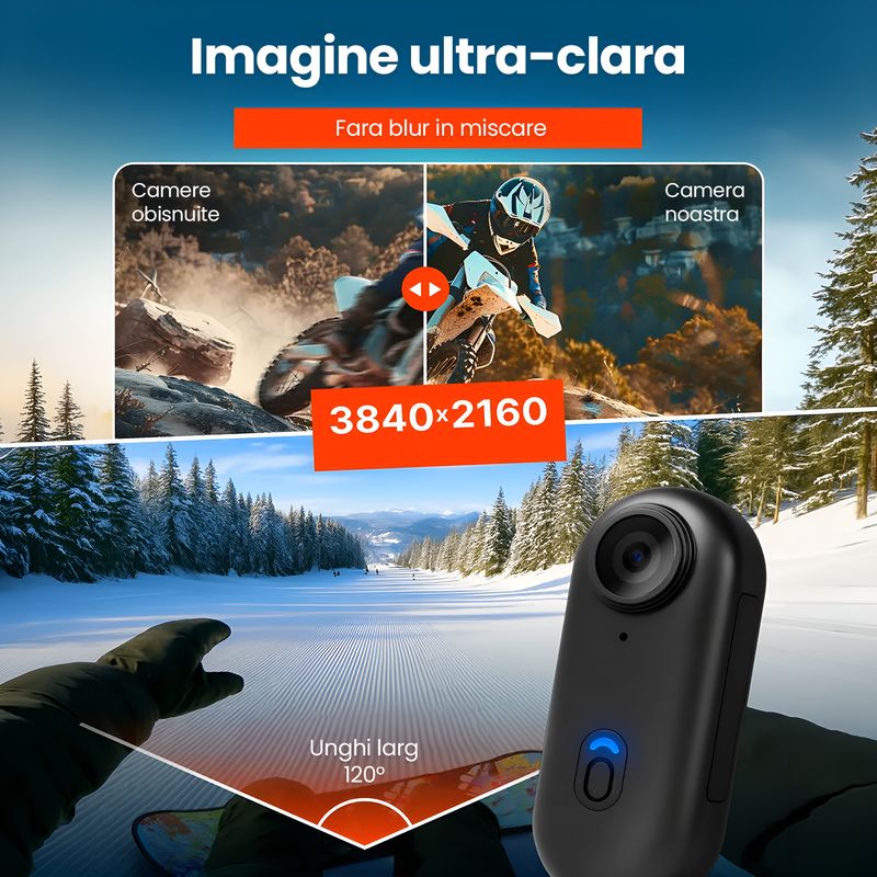 TV, Audio-Video si Foto - Camere de actiune si drone - Camere de actiune - Camera de actiune Technovici 1080P Full HD, WiFi, Husa rezistenta la apa 30m, Unghi 120°, Baterie 800mAh, Prindere - Infinity.ro