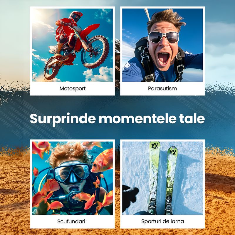 TV, Audio-Video si Foto - Camere de actiune si drone - Camere de actiune - Camera de actiune Technovici 1080P Full HD, WiFi, Husa rezistenta la apa 30m, Unghi 120°, Baterie 800mAh, Prindere - Infinity.ro