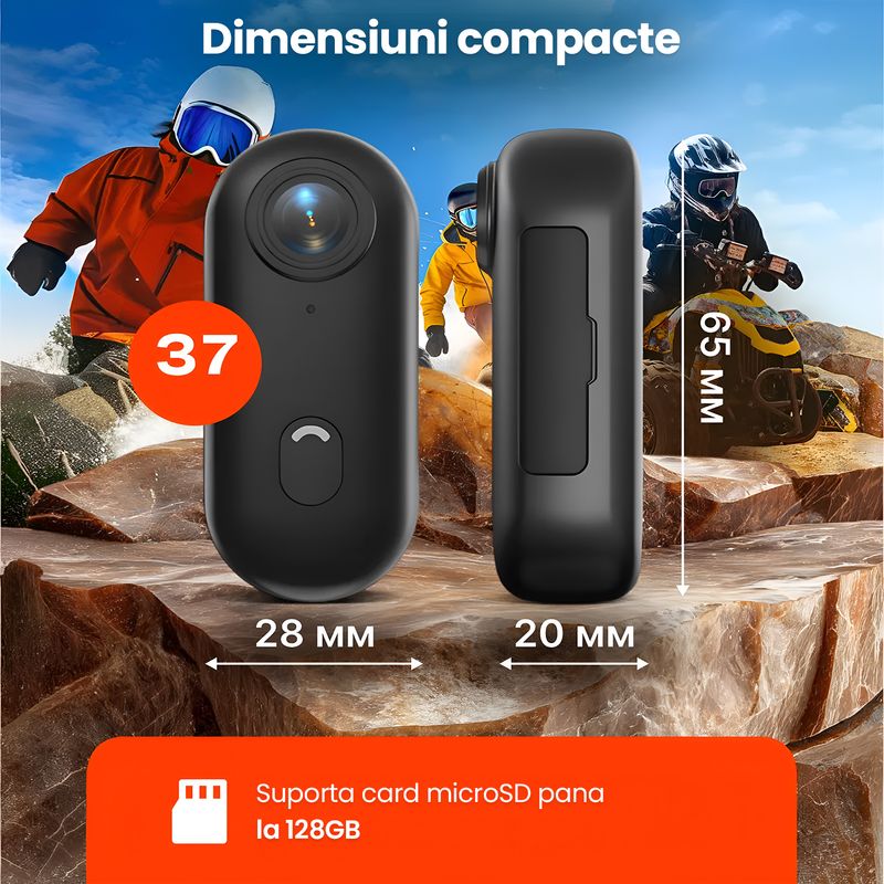 TV, Audio-Video si Foto - Camere de actiune si drone - Camere de actiune - Camera de actiune Technovici 1080P Full HD, WiFi, Husa rezistenta la apa 30m, Unghi 120°, Baterie 800mAh, Prindere - Infinity.ro