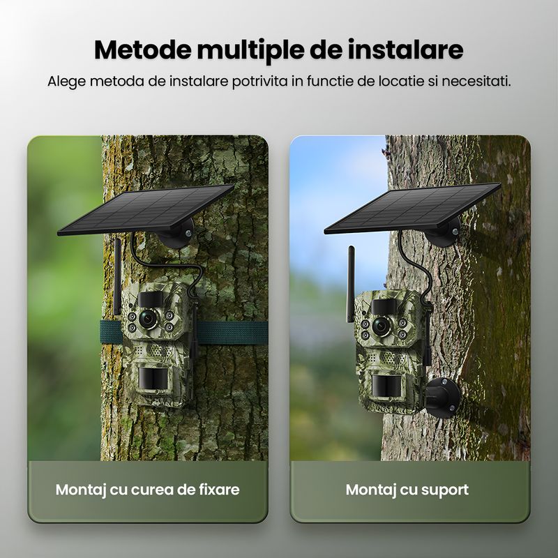 Casa si Gradina - Electrice - Smart Home - Camere de supraveghere - Camera de Vanatoare Solara 4G TECHNOVICI, 128GB, Video 1080P, Foto 3MP, Detectie PIR, Vedere Nocturna IR - Infinity.ro