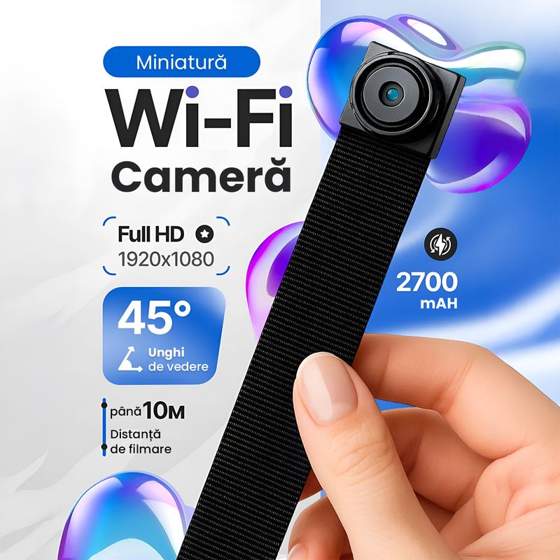 Laptop, Telefoane si Tablete - Wearables si gadgeturi - Gadgeturi - Dispozitive spionaj - Mini Camera Spion WiFi pe Cablu Flexibil Full HD 1080P, Modul Supraveghere Wireless, Detectie Miscare - Infinity.ro