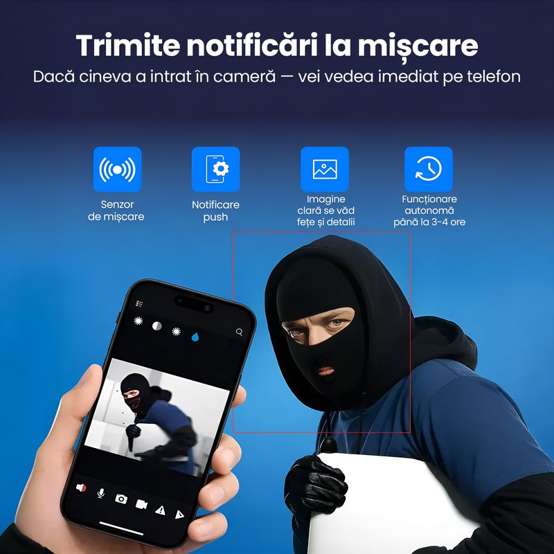 Laptop, Telefoane si Tablete - Wearables si gadgeturi - Gadgeturi - Dispozitive spionaj - Ceas Desteptator cu Camera Spy Ascunsa WiFi, 128GB, 4K Live Streaming, Full HD 1080p, Detectie Miscare, Alarma - Infinity.ro