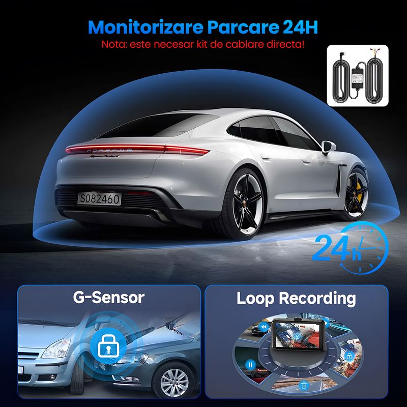 Auto si Moto - Electronice auto - Camere auto si DVR - Camera Auto Dubla 4K Ultra HD WiFi, Inregistrare Fata FHD + Spate 1080P, Waterproof, Night Vision Sony Starvis, 32GB - Infinity.ro