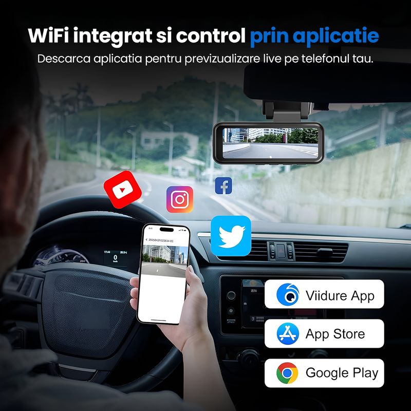 Auto si Moto - Electronice auto - Camere auto si DVR - Camera Auto Dubla 4K Ultra HD + 2K, WiFi GPS ADAS, Unghi 170° Fata 120° Spate, G-Sensor, Vedere 8GB - Infinity.ro