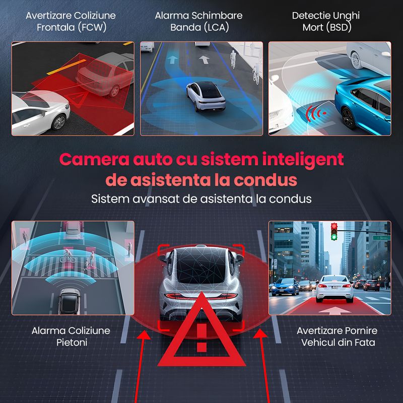 Auto si Moto - Electronice auto - Camere auto si DVR - Camera Auto Dubla 4K Ultra HD + 2K, WiFi GPS ADAS, Unghi 170° Fata 120° Spate, G-Sensor, Vedere 32GB - Infinity.ro