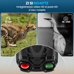 TV, Audio-Video si Foto - Optica, astronomie si metrologie - Optica si astronomie - Binocluri & lunete - Binoclu Vedere Nocturna 4K, 16GB, Ecran 3.5", Zoom 16X, Baterie 5000mAh, 9 Niveluri IR, IP54 Rezistent Apa - Infinity.ro