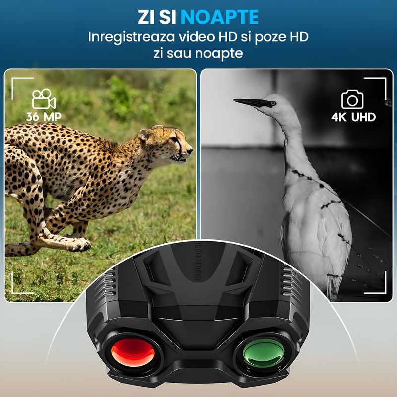 TV, Audio-Video si Foto - Optica, astronomie si metrologie - Optica si astronomie - Binocluri & lunete - Binoclu Vedere Nocturna 4K, 16GB, Ecran 3.5", Zoom 16X, Baterie 5000mAh, 9 Niveluri IR, IP54 Rezistent Apa - Infinity.ro