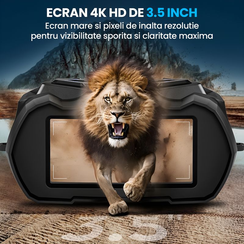 TV, Audio-Video si Foto - Optica, astronomie si metrologie - Optica si astronomie - Binocluri & lunete - Binoclu Vedere Nocturna 4K, 16GB, Ecran 3.5", Zoom 16X, Baterie 5000mAh, 9 Niveluri IR, IP54 Rezistent Apa - Infinity.ro