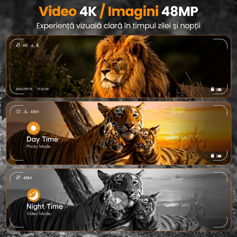 TV, Audio-Video si Foto - Optica, astronomie si metrologie - Optica si astronomie - Binocluri & lunete - Binoclu Night Vision 4K, 128GB, Infrarosu 800m, Ecran HD 4", Video 48MP, Foto, Zoom 10x Digital, Baterie - Infinity.ro