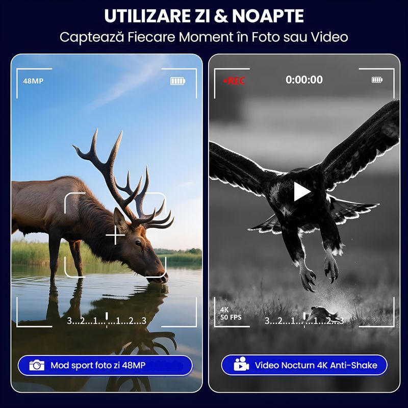 TV, Audio-Video si Foto - Optica, astronomie si metrologie - Optica si astronomie - Binocluri & lunete - Binoclu Night Vision 4K, 128GB, Infrarosu 800m, Ecran HD 4", Video 48MP, Foto, Zoom 10x Digital, Baterie - Infinity.ro