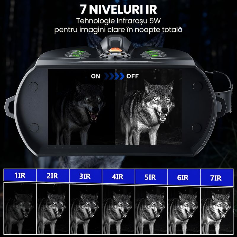 TV, Audio-Video si Foto - Optica, astronomie si metrologie - Optica si astronomie - Binocluri & lunete - Binoclu Night Vision 4K, 128GB, Infrarosu 800m, Ecran HD 4", Video 48MP, Foto, Zoom 10x Digital, Baterie - Infinity.ro