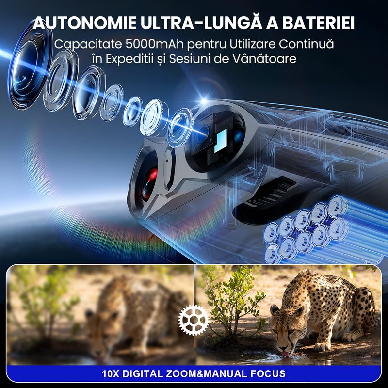 TV, Audio-Video si Foto - Optica, astronomie si metrologie - Optica si astronomie - Binocluri & lunete - Binoclu Night Vision 4K, 128GB, Infrarosu 800m, Ecran HD 4", Video 48MP, Foto, Zoom 10x Digital, Baterie - Infinity.ro