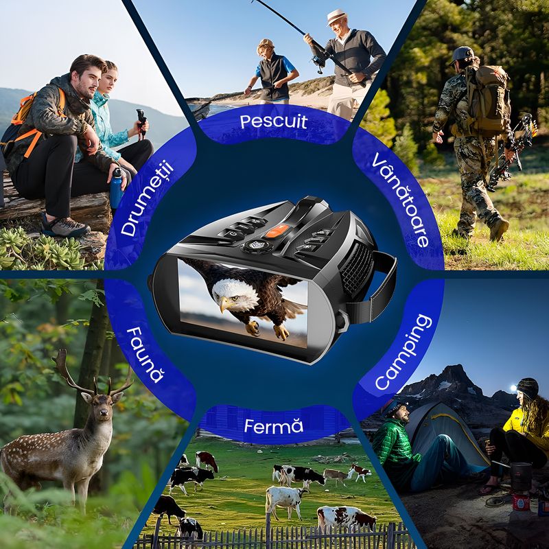 TV, Audio-Video si Foto - Optica, astronomie si metrologie - Optica si astronomie - Binocluri & lunete - Binoclu Night Vision 4K, 128GB, Infrarosu 800m, Ecran HD 4", Video 48MP, Foto, Zoom 10x Digital, Baterie - Infinity.ro