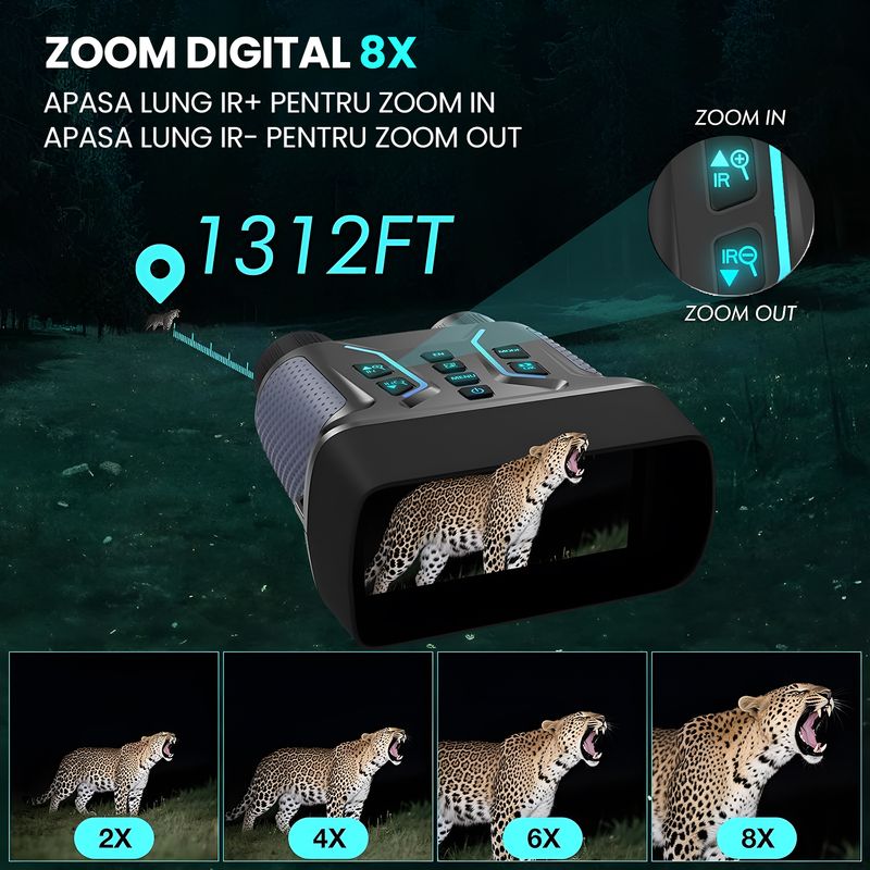 TV, Audio-Video si Foto - Optica, astronomie si metrologie - Optica si astronomie - Binocluri & lunete - Binoclu Night Vision 4K, 32GB, Ecran 4.55", Zoom 8x, Infrarosu 7 Niveluri, Baterie 4500mAh, IP54 - Infinity.ro