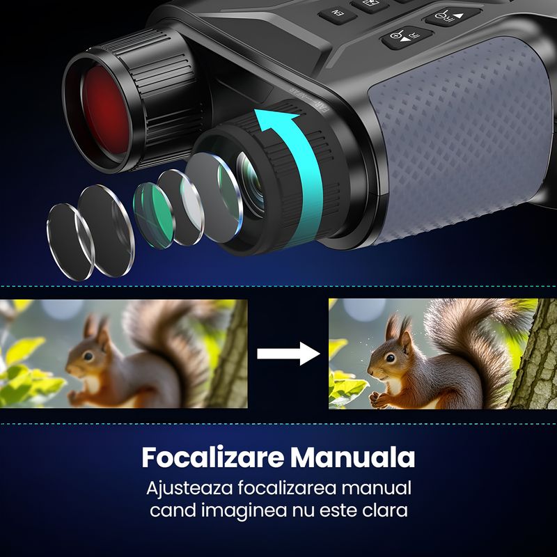 TV, Audio-Video si Foto - Optica, astronomie si metrologie - Optica si astronomie - Binocluri & lunete - Binoclu Night Vision 4K, 64GB, Ecran 4.55", Zoom 8x, Infrarosu 7 Niveluri, Baterie 4500mAh, IP54 - Infinity.ro
