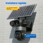 Casa si Gradina - Electrice - Smart Home - Camere de supraveghere - Camera de supraveghere solara 3 Obiective 5MP, 4G SIM + WiFi, Panou 7.5W, Night Vision, 8GB - Infinity.ro