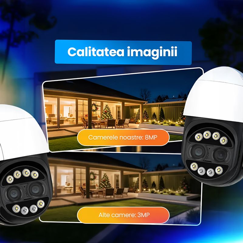 Casa si Gradina - Electrice - Smart Home - Camere de supraveghere - Camera de supraveghere exterior, 8MP, zoom digital 8x, vedere nocturna color, IP66, alb, microSD 128GB inclus - Infinity.ro