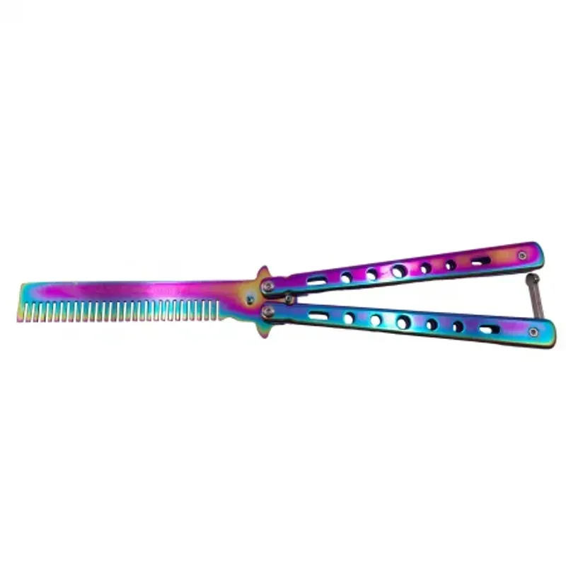 Sport si Outdoor - Camping - Cutite, bricege si accesorii - Cutite si bricege - Set briceag fluture de antrenament + pieptene tip fluture, otel rezistent, 22.5 cm - Infinity.ro