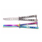 Sport si Outdoor - Camping - Cutite, bricege si accesorii - Cutite si bricege - Set briceag fluture de antrenament + pieptene tip fluture, otel rezistent, 22.5 cm - Infinity.ro