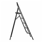 Casa si Gradina - Constructii - Scari si accesorii interioare - Scari aluminiu/ otel - Scara pliabila aluminiu 5 trepte, DEPOX®, antiderapanta, compacta, negru, 157 cm - Infinity.ro