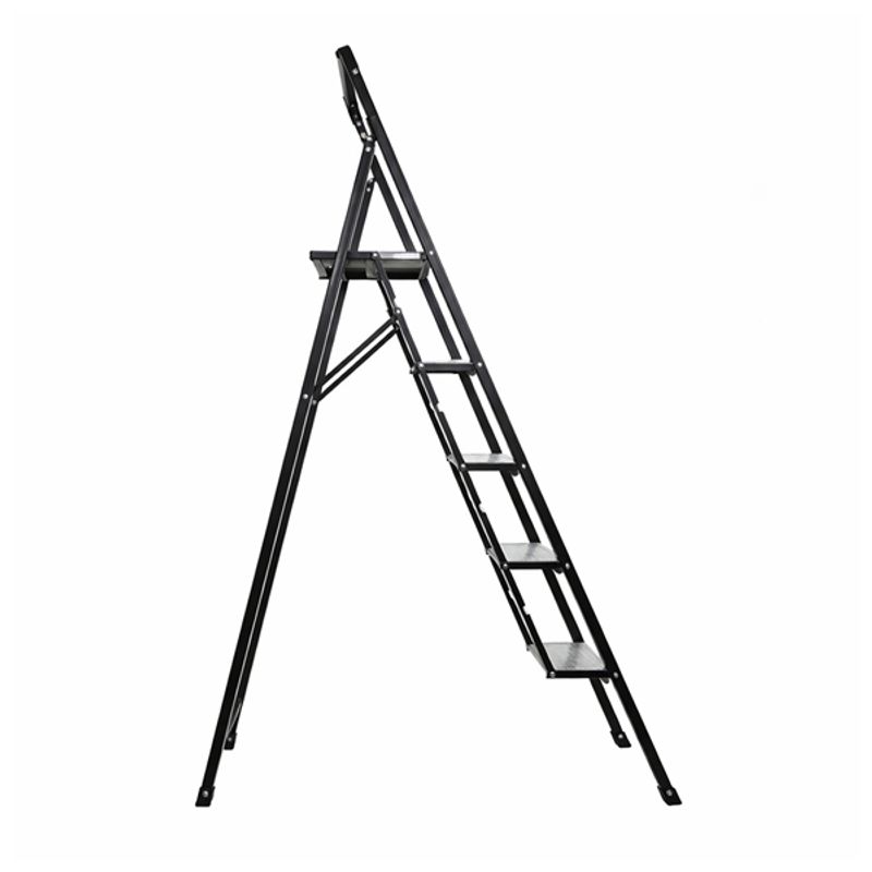 Casa si Gradina - Constructii - Scari si accesorii interioare - Scari aluminiu/ otel - Scara pliabila aluminiu 5 trepte, DEPOX®, antiderapanta, compacta, negru, 157 cm - Infinity.ro