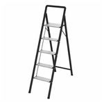Casa si Gradina - Constructii - Scari si accesorii interioare - Scari aluminiu/ otel - Scara pliabila aluminiu 5 trepte, DEPOX®, antiderapanta, compacta, negru, 157 cm - Infinity.ro