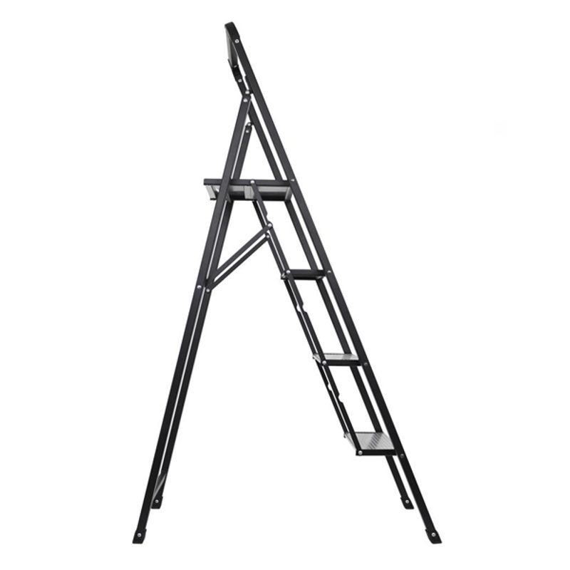 Casa si Gradina - Constructii - Scari si accesorii interioare - Scari aluminiu/ otel - Scara pliabila aluminiu 4 trepte, DEPOX®, antiderapanta, compacta, negru, 138 cm - Infinity.ro