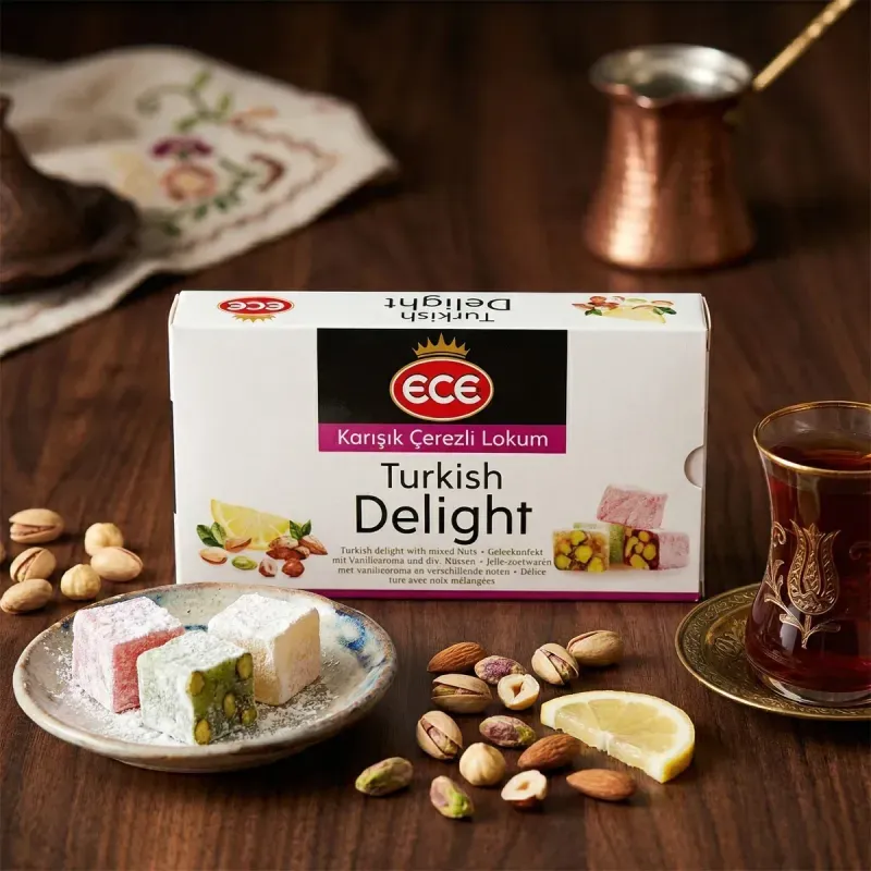 Market - Bacanie - Produse gourmet - Turkish Delight Original (Rahat Turcesc), cu mixt de nuci, Made in Turkiye, Karisik Lokum, 400 gr, ECE - Infinity.ro