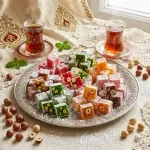 Market - Bacanie - Produse gourmet - Turkish Delight Original (Rahat Turcesc), cu mixt de nuci, Karisik Lokum, 400 gr, Saray - Infinity.ro