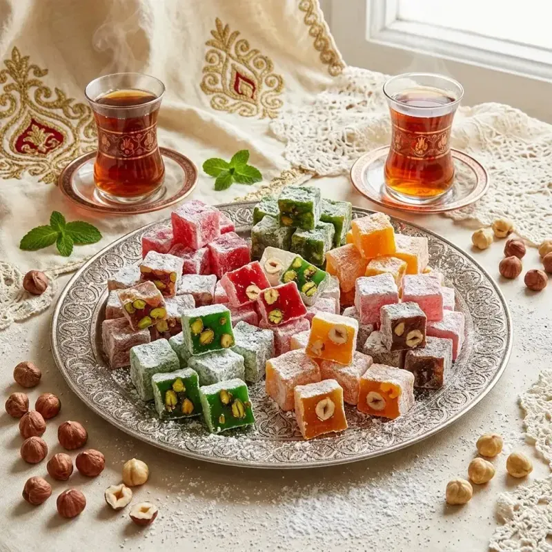 Market - Bacanie - Produse gourmet - Turkish Delight Original (Rahat Turcesc), cu mixt de nuci, Karisik Lokum, 400 gr, Saray - Infinity.ro