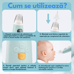 Jucarii, Copii si Bebe - Igiena si ingrijire - Accesorii ingrijire copii - Aspiratoare nazale si accesorii - Aspirator Nazal Electric Bebelusi QOVA®, Silentios ≤50dB, 3 Trepte Aspirare, 3 varfuri silicon,LED&Muzica, Portabil, USB - Infinity.ro