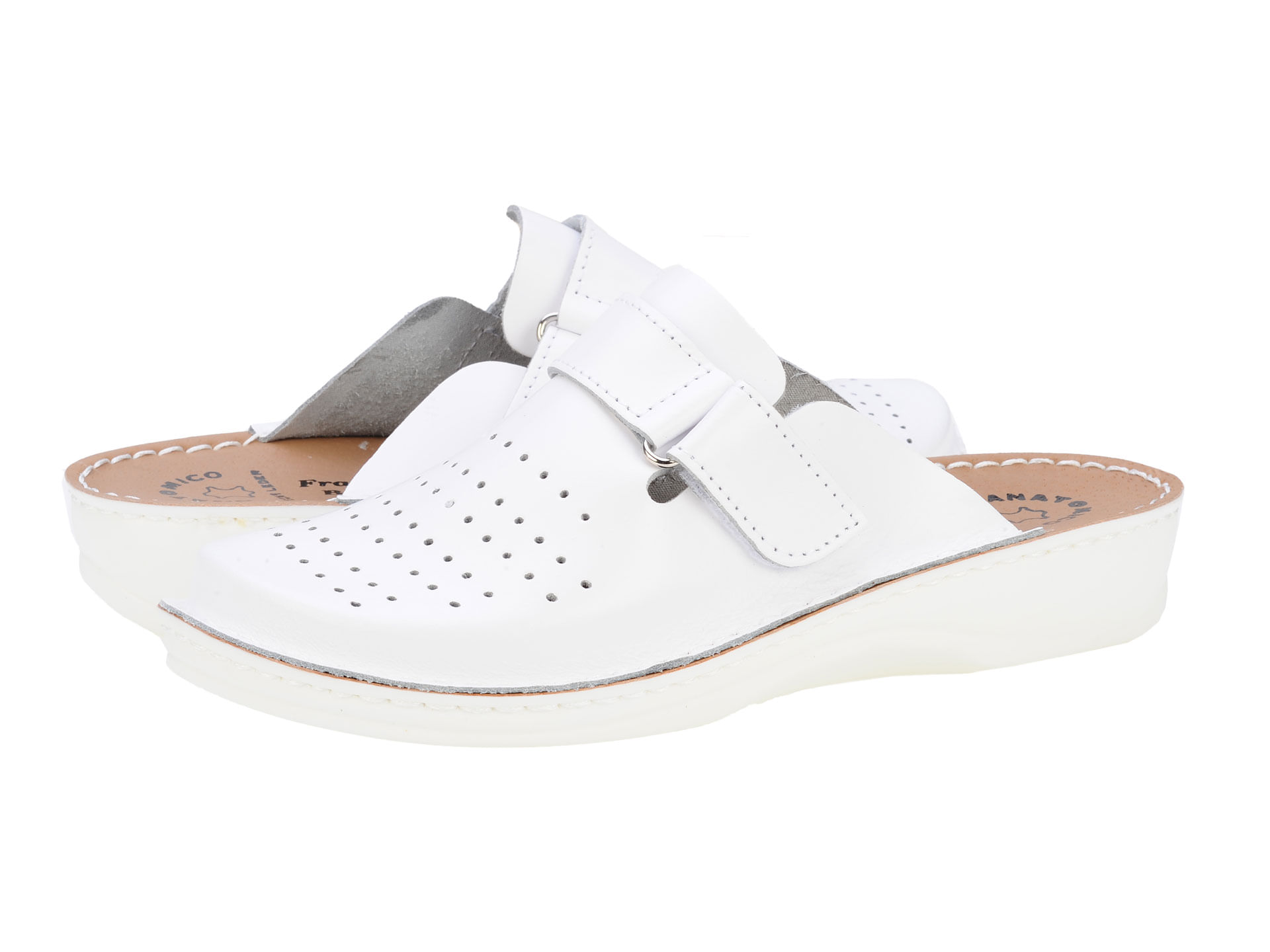 Saboti medicali barbati Fratelli Babb Ascot, piele naturala, bianco 41
