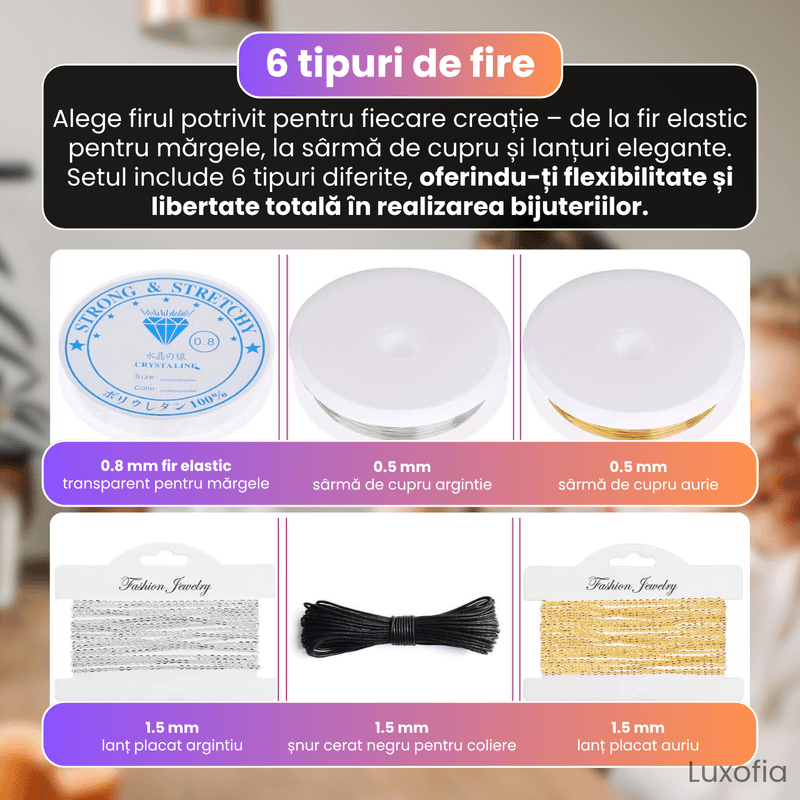 Jucarii, Copii si Bebe - Jucarii si jocuri - Jucarii & jocuri educative - Seturi de artizanat - Kit complet bijuterii DIY, Luxofia, 1830+ piese si 21 unelte, clesti, cercei, bratari, coliere, incepatori si handmade - Infinity.ro