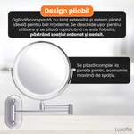 Ingrijire personala si Cosmetice - Machiaj - Oglinzi cosmetice - Oglinda cosmetica montata pe perete cu LED, Luxofia, dubla fata 1:1 si 1:10, rotire 360°, 3 tipuri de lumina, nichel mat - Infinity.ro