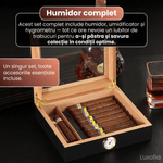 Market - Tutun si tigari - Articole si accesorii tutun - Humidor trabucuri din lemn de cedru, Luxofia, umidificator, hygrometru incluse, 25 trabucuri, 26 x 22 x 6.8 cm, Negru - Infinity.ro