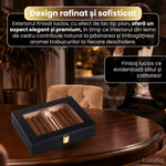 Market - Tutun si tigari - Articole si accesorii tutun - Humidor trabucuri din lemn de cedru, Luxofia, interior cedru aromat, 18 trabucuri, 23.8 x 18.8 x 4.8 cm, negru - Infinity.ro
