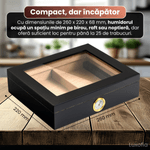 Market - Tutun si tigari - Articole si accesorii tutun - Humidor trabucuri din lemn de cedru, Luxofia, umidificator, hygrometru incluse, 25 trabucuri, 26 x 22 x 6.8 cm, Negru - Infinity.ro