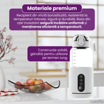 Jucarii, Copii si Bebe - Hrana si alaptare - Biberoane, suzete si accesorii hranire - Incalzitoare si termosuri bebe - Incalzitor portabil pentru lapte si apa, Luxofia, 300 ml, incalzire rapida <8 minute, mentinere caldura 8 ore, Roz - Infinity.ro