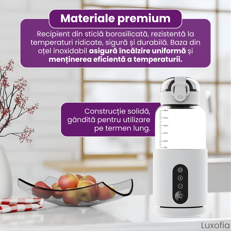 Jucarii, Copii si Bebe - Hrana si alaptare - Biberoane, suzete si accesorii hranire - Incalzitoare si termosuri bebe - Incalzitor portabil pentru lapte si apa, Luxofia, 300 ml, incalzire rapida <8 minute, mentinere caldura 8 ore, albastru - Infinity.ro