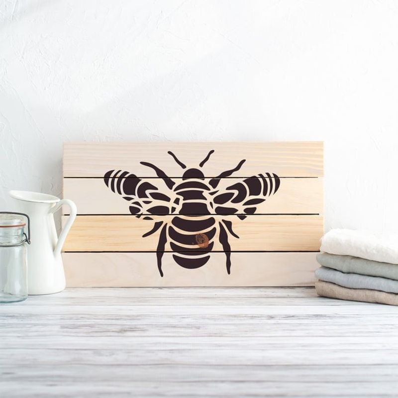 Casa si Gradina - Decoratiuni - DIY - Sabloane decorative pereti - Sablon Perete vopsire, tencuiala 0.7mm Mandala Bumble Bee Stencil Refolosibil, model MXSP7178, 200 x 200 mm - Infinity.ro