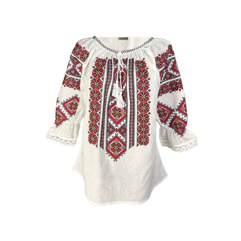 Fashion, accesorii si bijuterii - Femei - Imbracaminte femei - Camasi si bluze femei - Bluza dama M26 alb/rosu bordo marimea S - Infinity.ro