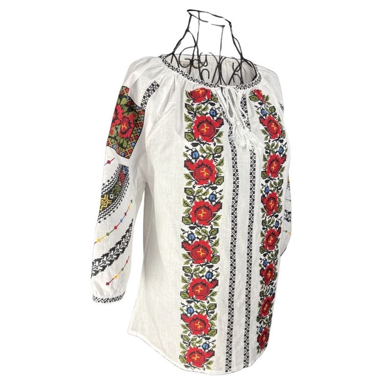 Fashion, accesorii si bijuterii - Femei - Imbracaminte femei - Camasi si bluze femei - Bluza dama M26 alb/albastru , marimea XL - Infinity.ro