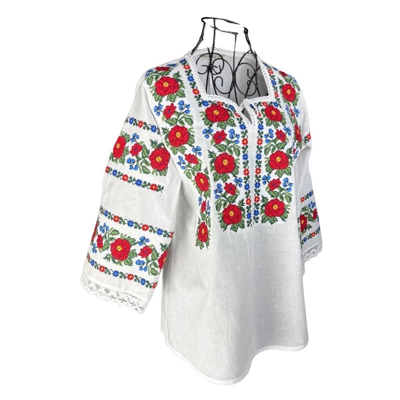 Fashion, accesorii si bijuterii - Femei - Imbracaminte femei - Camasi si bluze femei - Bluza dama M26 alb verde inchis marimea S - Infinity.ro