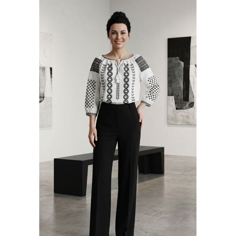 Fashion, accesorii si bijuterii - Femei - Imbracaminte femei - Camasi si bluze femei - Bluza dama M26 alb/negru marimea S - Infinity.ro